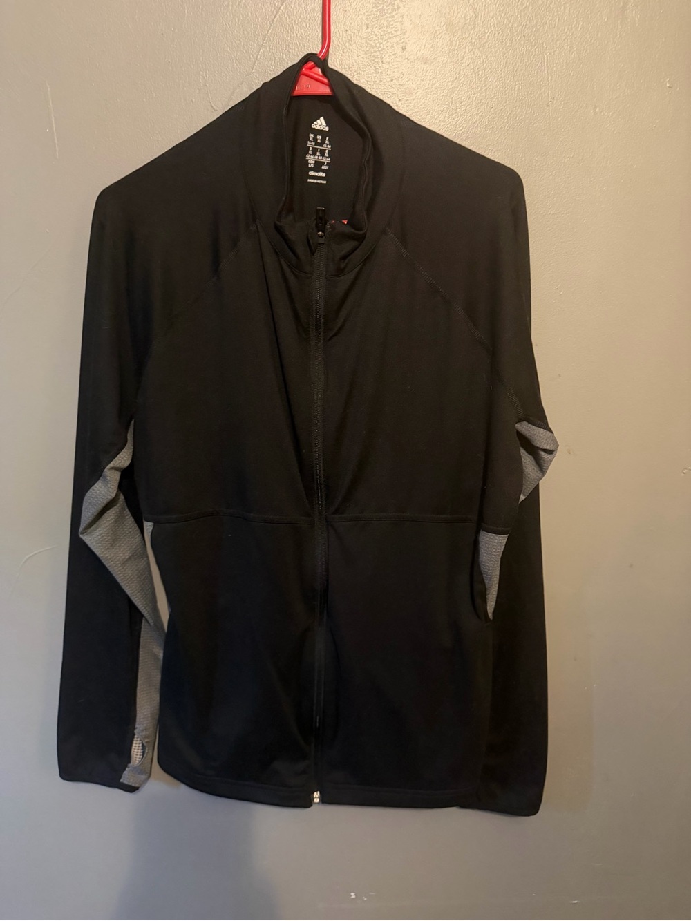adidas Men’s Black Full-Zip Performance Jacket with Gray Panels